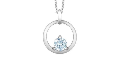 White Gold Lab-Grown Diamond Drop Pendant Necklace.