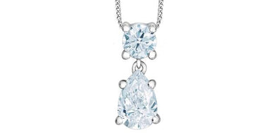 White Gold Lab-Grown Diamond Drop Pendant Necklace.