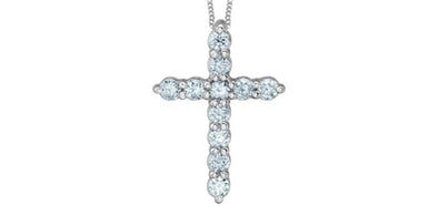 White Gold Lab-Grown Diamond Cross Pendant Necklace.