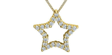 Yellow Gold Lab-Grown Diamond Star Pendant Necklace.
