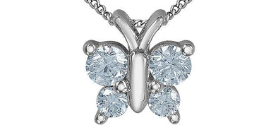 White Gold Lab-Grown Diamond Butterfly Pendant Necklace.