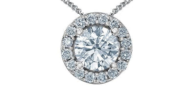 White Gold Lab-Grown Diamond Circle Pendant Necklace.