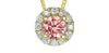 Yellow Gold Lab-Grown Diamond , Treated Pink Lab-Grown Diamond Circle Pendant Necklace.