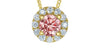 Yellow Gold Lab-Grown Diamond , Treated Pink Lab-Grown Diamond Circle Pendant Necklace.