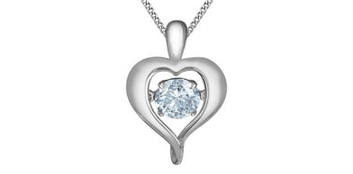 White Gold Lab-Grown Diamond Heart Pulse Pendant Necklace.