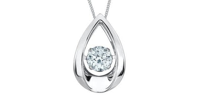 White Gold Lab-Grown Diamond Pulse Pendant Necklace.