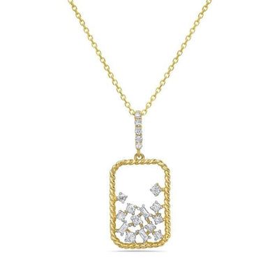 Yellow Gold Diamond Pendant Necklace.