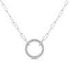 Sterling Silver Diamond Paperclip Pendant Necklace.