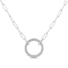 Sterling Silver Diamond Paperclip Pendant Necklace.