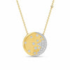 Yellow Gold Diamond Disc Pendant Necklace.