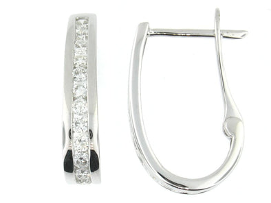 White Gold Diamond Hoop Earrings.