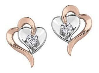 White Gold Canadian Diamond Heart Stud Earrings