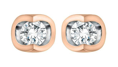 Rose Gold Diamond Stud Earrings.