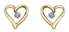 Yellow Gold Diamond Heart Stud Earrings.