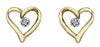 Yellow Gold Diamond Heart Stud Earrings.