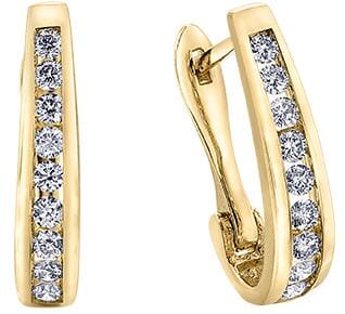 Yellow Gold Diamond Hoop Earrings