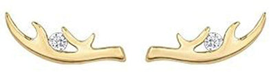 Yellow Gold Canadian Diamond "Antler" Stud Earrings