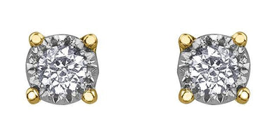 Yellow Gold Diamond Stud Earrings.