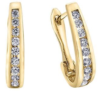 Yellow Gold Diamond Hoop Earrings