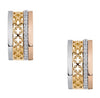 Tri-Gold Diamond Hoop Earrings