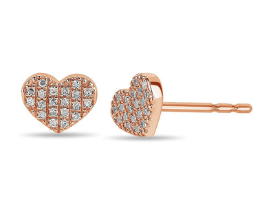 Rose Gold Diamond Heart Stud Earrings.