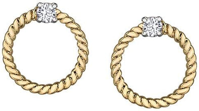 Yellow Gold Diamond Earrings.