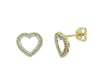 Yellow Gold Diamond Heart Stud Earrings