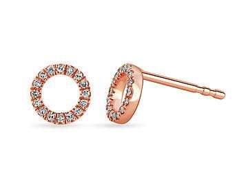 Rose Gold Diamond Circle Stud Earrings