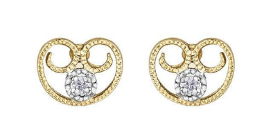Yellow Gold Diamond Heart Stud Earrings