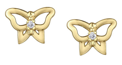 Yellow Gold Diamond "Butterfly" Stud Earrings
