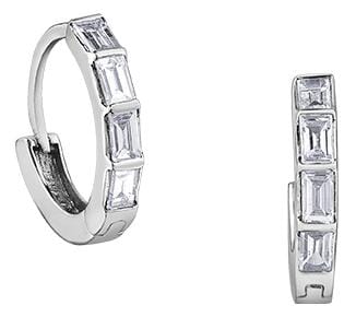 White Gold Diamond Huggie Earrings.