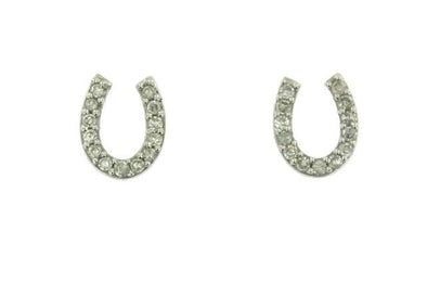 White Gold Diamond Horse Shoe Stud Earrings