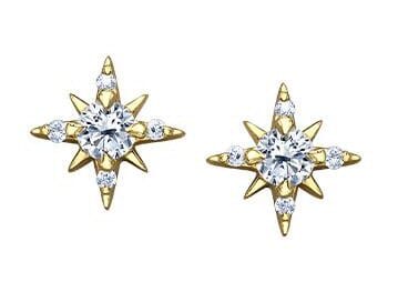Yellow Gold Canadian Diamond North Star Stud Earrings