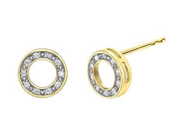 Yellow Gold Diamond Circle Stud Earrings