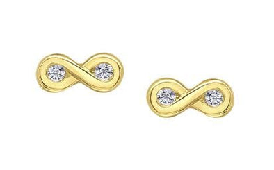Yellow Gold Diamond Infinity Stud Earrings