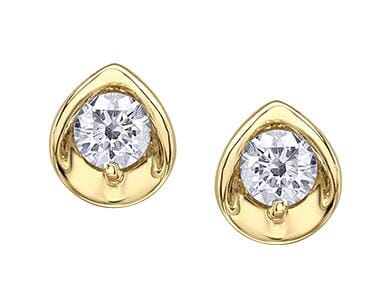 Yellow Gold Canadian Diamond, Diamond Stud Earrings