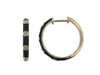 Yellow Gold Diamond Black Enamel Hoop Earrings.