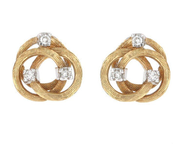 Two Tone Diamond Stud Earrings