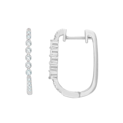 White Gold Diamond Huggie Earrings