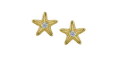 Yellow Gold Canadian Diamond Starfish Stud Earrings