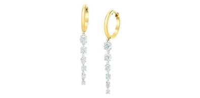 Yellow Gold Lab-Grown Diamond Drop Huggie Earrings
