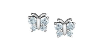 White Gold Lab-Grown Diamond Butterfly Stud Earrings