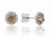 White Gold Natural Coffee Coloured Canadian Diamond Stud Earrings