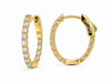 Yellow Gold Diamond Hoop Earrings. Secure Click-Lock Closure.