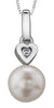 White Gold Cultured Pearl, Diamond Pendant Necklace.