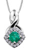 White Gold Emerald, Diamond Pendant Necklace.