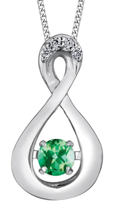 White Gold Emerald, Diamond Pulse Pendant Necklace.