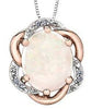 Rose Gold Opal, Diamond Pendant Necklace.