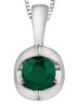 White Gold Emerald Solitaire Pendant Necklace.
