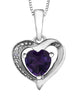 White Gold Amethyst, Diamond Heart Pendant Necklace.